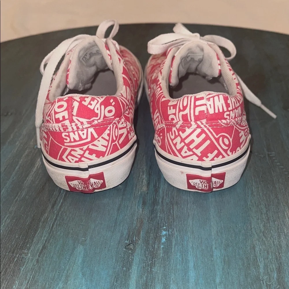 Vans Kids Graphic Red and White Sneakers, Size 2.5